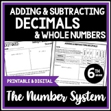 Adding & Subtracting Decimals & Whole Numbers, 6th Grade L