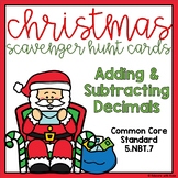 Adding & Subtracting Decimals Christmas Scavenger Hunt Task Cards