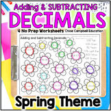 Adding & Subtracting Decimals Color by Number Spring Math 