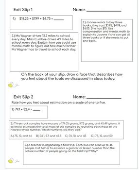 Preview of Adding/Subtracting Decimals Exit Tickets