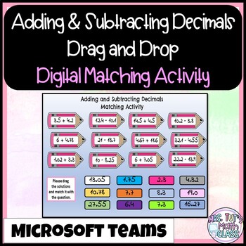 Preview of Adding & Subtracting Decimals Microsoft TEAMS Matching Activity
