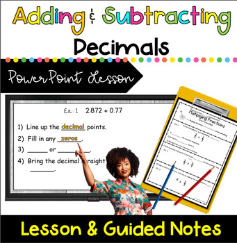 Preview of Adding & Subtracting Decimals: Power Points Lesson & Guided Notes NO PREP!