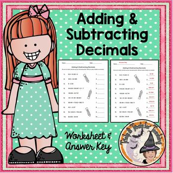 Preview of Adding and Subtracting Decimals Worksheet with Answer KEY