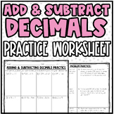 Adding & Subtracting Decimals | Practice Worksheets