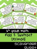 Adding & Subtracting Decimals Word Problems - Math Scavenger Quest