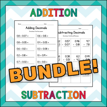 Preview of Adding & Subtracting Decimals Worksheets BUNDLE - Addition & Subtraction No Prep