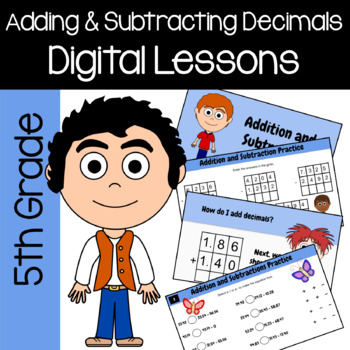 Preview of Adding & Subtracting Decimals for Fifth Grade Google Slides | Math Skills Review