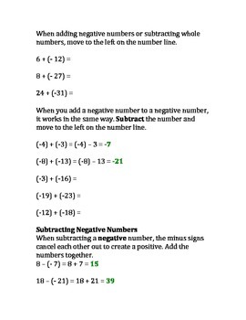 Adding, Subtracting, Dividing, Multiplying Negative Numbers by Vicky S