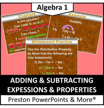 Preview of Adding & Subtracting Expressions & Properties in a PowerPoint Presentation