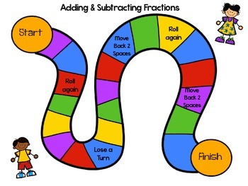 Adding & Subtracting Fractions Board Game 4.NF.B.3 by Ridgeway's Resources