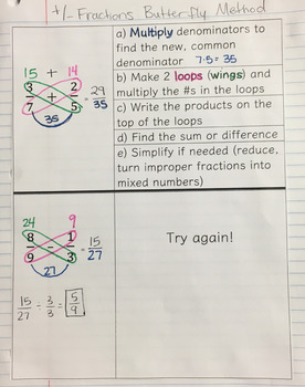 Preview of Adding & Subtracting Fractions (Butterfly Method) Interactive Notebook