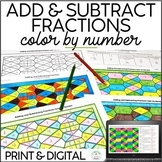 Adding & Subtracting Fractions Color by Number Activity