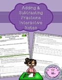 Adding & Subtracting Fractions Interactive Notes