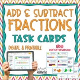 Adding & Subtracting Fractions LIKE denominators Task Cards