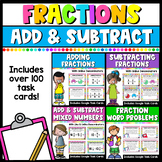 Adding & Subtracting Fractions & Mixed Numbers Task Card Bundle