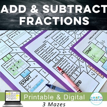 Preview of Adding & Subtracting Fractions & Mixed Numbers with Like Denominators Worksheets