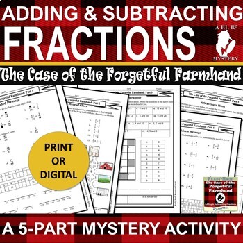 Preview of Adding & Subtracting Fractions Mystery Activity +DIGITAL Like/Unlike Denominator