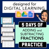 Adding + Subtracting Fractions Practice | 5 Days of Work |