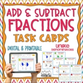 Adding & Subtracting Fractions Task Cards { Add & Subtract UNLIKE denominators }