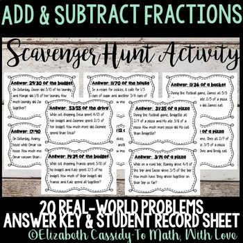 Preview of Fractions Scavenger Hunt - Adding & Subtracting Fractions