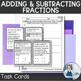 Adding & Subtracting Fractions Task Cards TEKS 5.3h Math Game