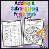 Adding Subtracting Fractions Thanksgiving Color by Code