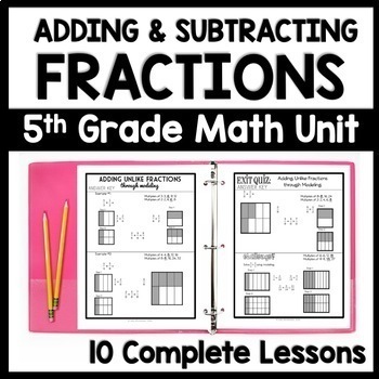 Preview of Adding & Subtracting Fractions with Unlike Denominators 5th Grade Fractions Unit