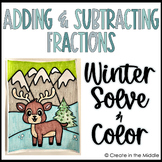 Adding & Subtracting Fractions | Winter Solve & Color