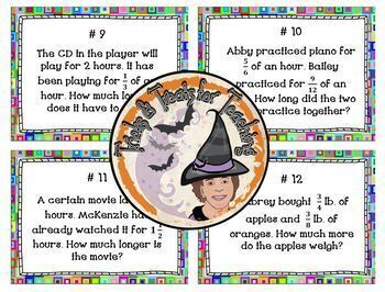 Adding and Subtracting Fractions Word Problems Task Cards Mixed with ...