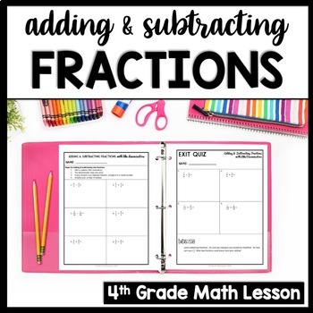 Preview of Adding & Subtracting Fractions with Like Denominators Worksheets, Notes, Review