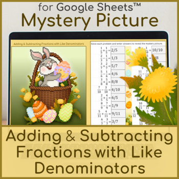 Preview of Adding & Subtracting Fractions with Like Denominators | Mystery Picture Easter