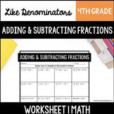 Adding & Subtracting Fractions with Like Denominators | Pr