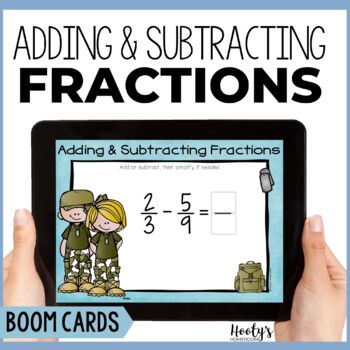 Preview of Adding & Subtracting Fractions with Unlike Denominators Boom Cards