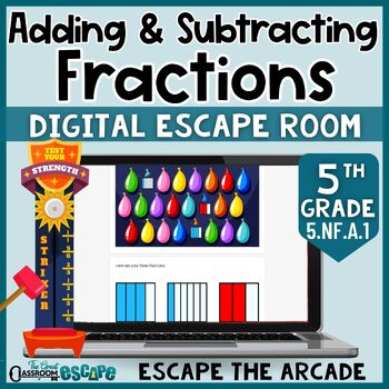 Preview of Adding & Subtracting Fractions with Unlike Denominators Digital Escape Room