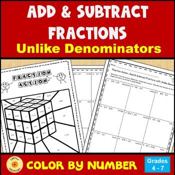 Preview of Adding & Subtracting Fractions with Unlike Denominators and Easel Assessment