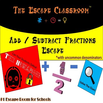 Preview of Adding / Subtracting Fractions (with uncommon Denominators) Escape Room