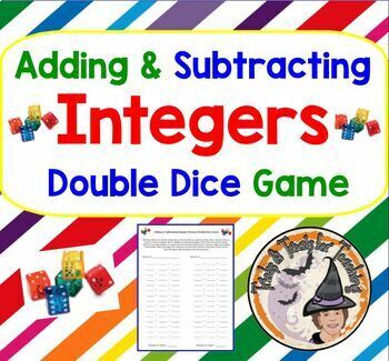 Preview of Adding and Subtracting INTEGERS GAME Double Dice Partners Activity
