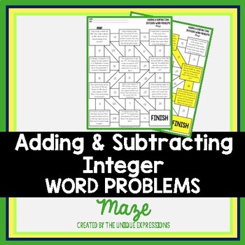 Preview of Adding & Subtracting Integer Word Problems Maze Activity
