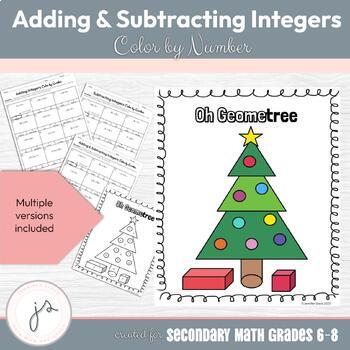 Preview of Adding & Subtracting Integers: Christmas Color by Number