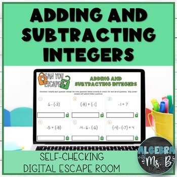Preview of Adding & Subtracting Integers Digital Escape Room Activity
