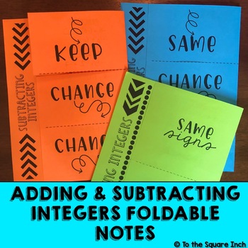 Preview of Adding & Subtracting Integers Foldables