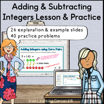 Preview of Adding & Subtracting Integers Lesson & Practice (PPT & Digital Resource)