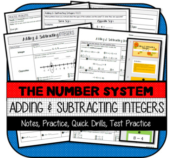 Preview of Adding & Subtracting Integers NOTES, PRACTICE, QUICK DRILLS