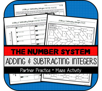 Preview of Adding & Subtracting Integers PARTNER PRACTICE & MAZE ACTIVITIES