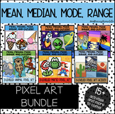 Mean, Median, Mode, and Range Pixel Art BUNDLE | Holidays 