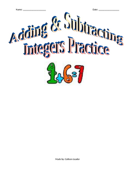 Preview of Adding & Subtracting Integers Practice