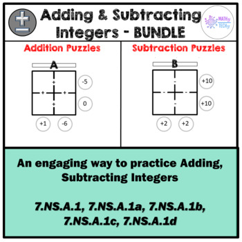 Preview of Adding & Subtracting Integers Rational Numbers Puzzle BUNDLE