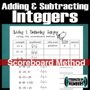 Preview of Adding & Subtracting Integers Scoreboard Method Notes and Practice