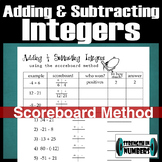 Adding & Subtracting Integers Scoreboard Method Notes and 