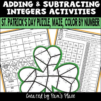 Preview of Adding & Subtracting Integers St. Patrick’s Day Middle School Math Activities